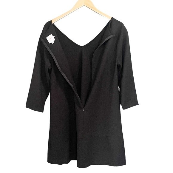 The Nines By Hatch Maternity Dress Black V-Neck Ponte Knit Mini Size Small - Picture 4 of 13